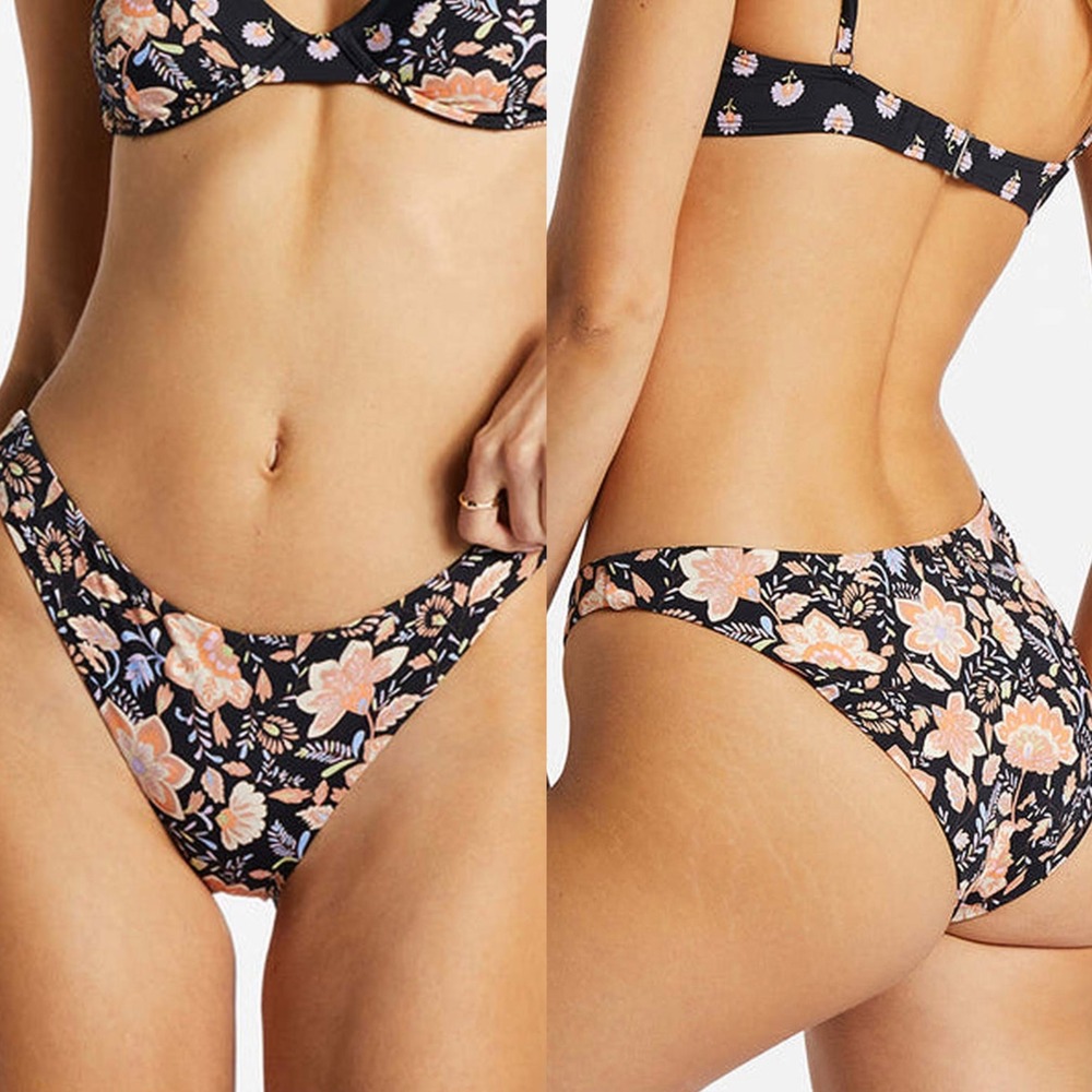 Billabong Hide Away Hippie Tropic Bikini Set, Black Peach Floral L 12 - Picture 5 of 5